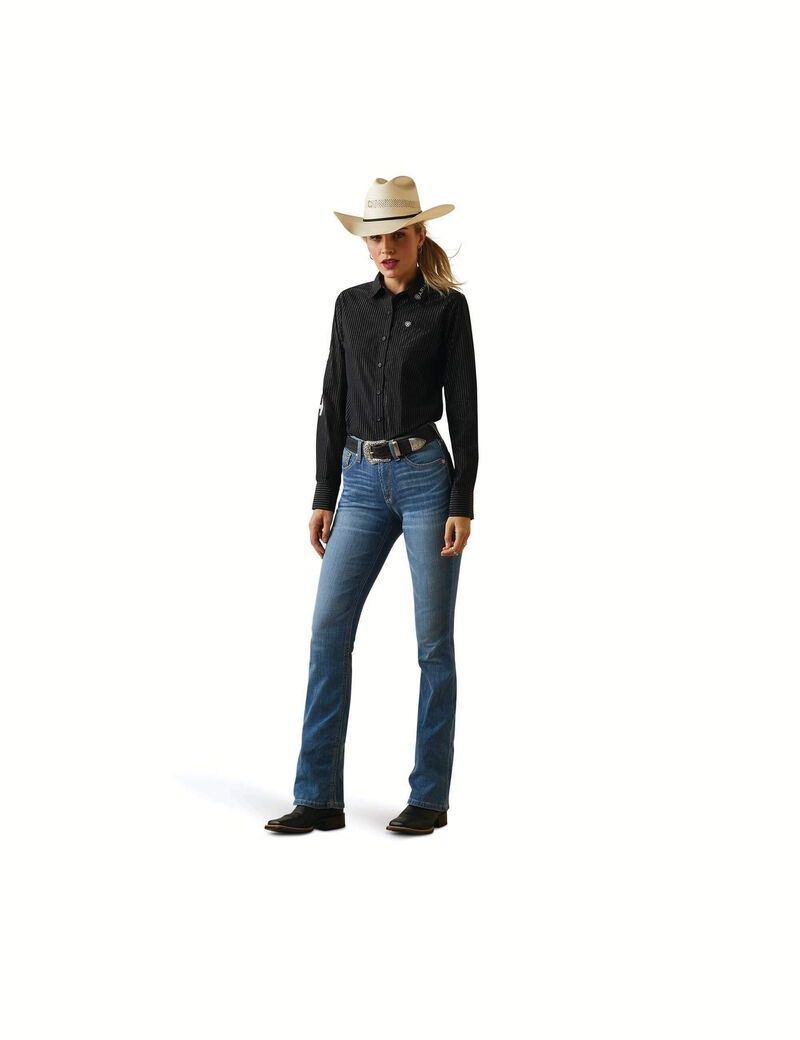 Ariat Team Kirby Stretch Shirt Black W/ Silver Lurex | TRUSFX-602