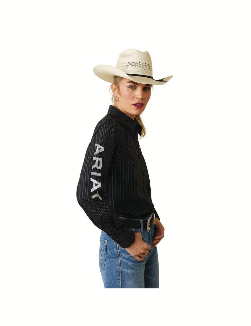 Ariat Team Kirby Stretch Shirt Black W/ Silver Lurex | TRUSFX-602