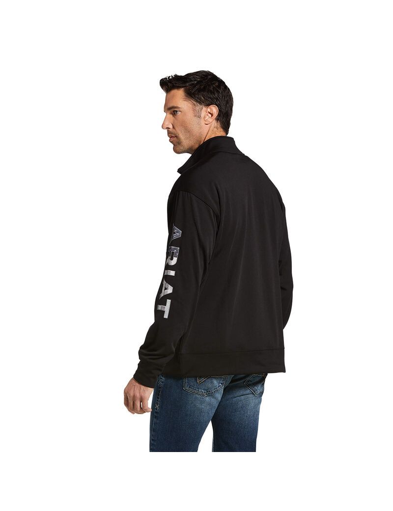 Ariat Team Logo 1/4 Zip Sweatshirt Black/Americana | PXZAID-185