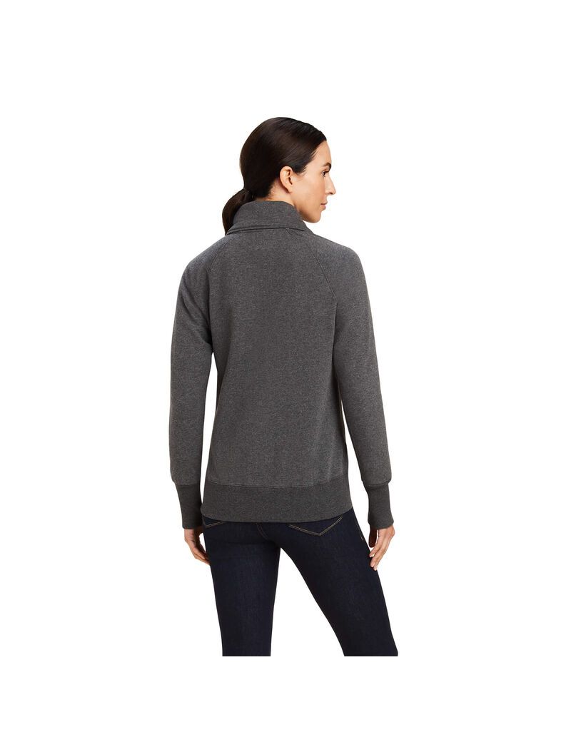 Ariat Team Logo Full Zip Sweatshirt Charcoal Grey | VLANRM-408