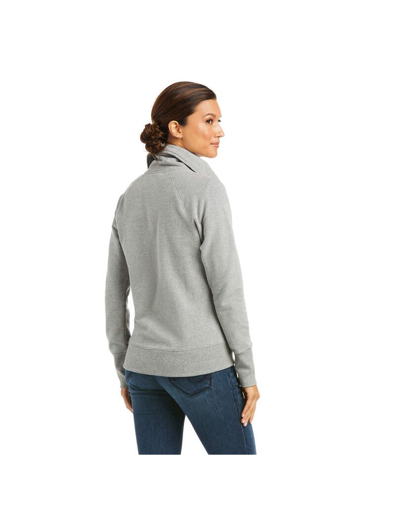 Ariat Team Logo Full Zip Sweatshirt Heather Grey | KLXHZI-541