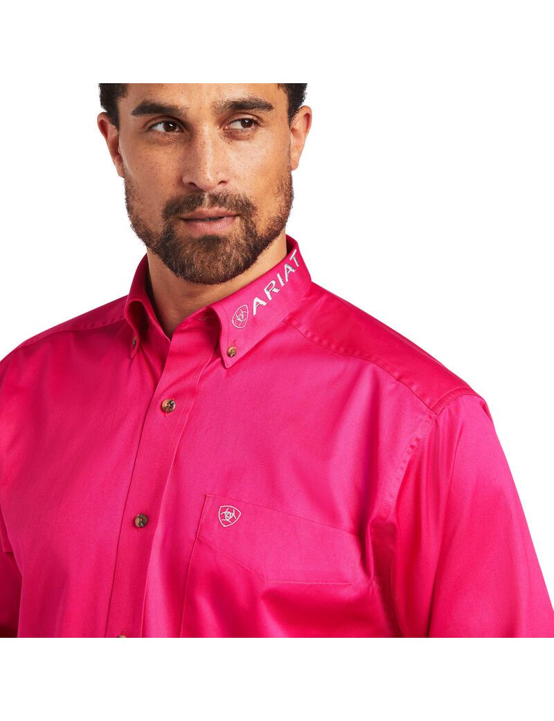 Ariat Team Logo Twill Classic Fit Shirt Passion Pink/Leather Tool | LFPWBE-657