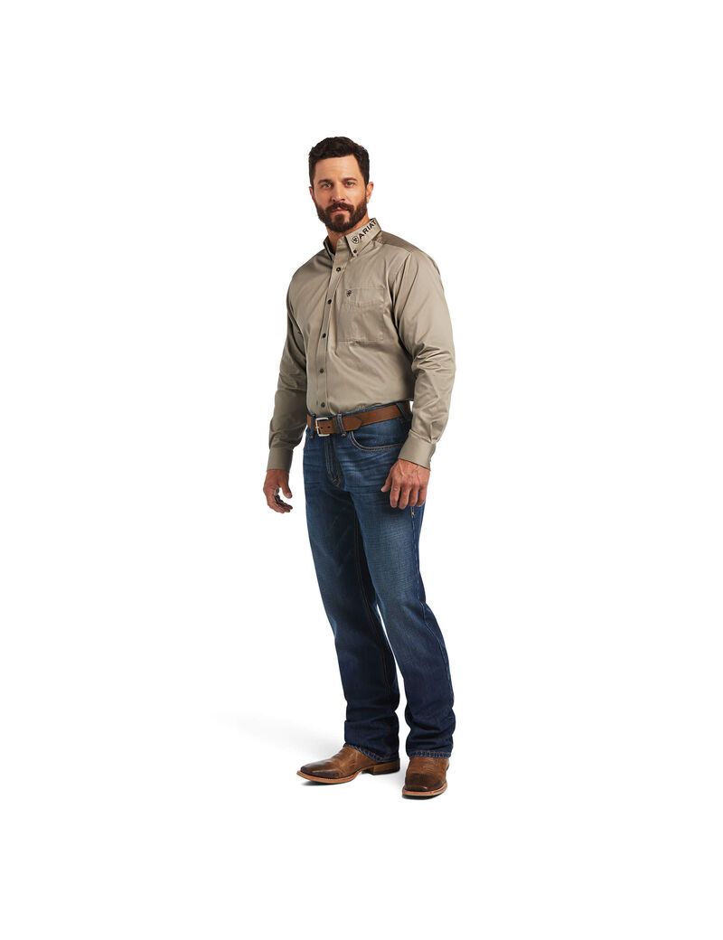 Ariat Team Logo Twill Classic Fit Shirt Brindle/Camo | MRKBGF-568