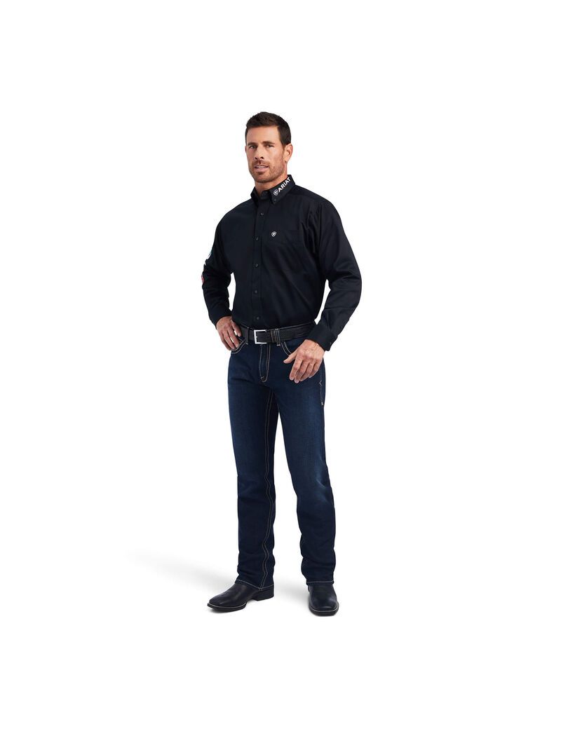 Ariat Team Logo Twill Classic Fit Shirt Black Mexico | OHMJLS-602