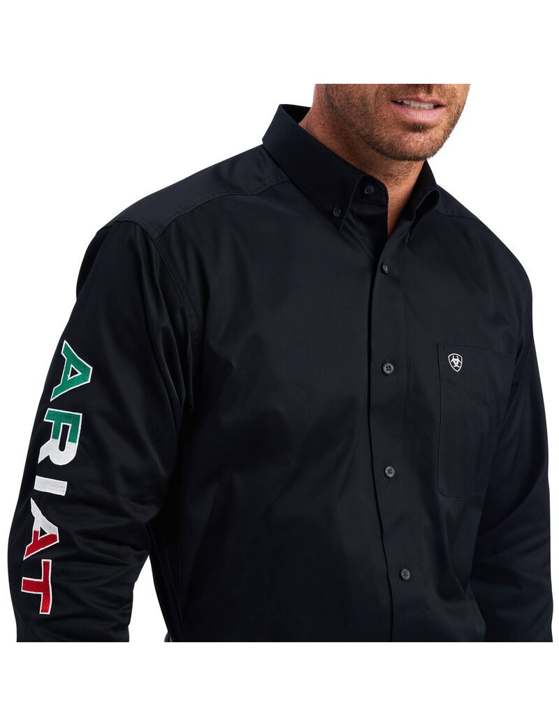 Ariat Team Logo Twill Classic Fit Shirt Black Mexico | OHMJLS-602