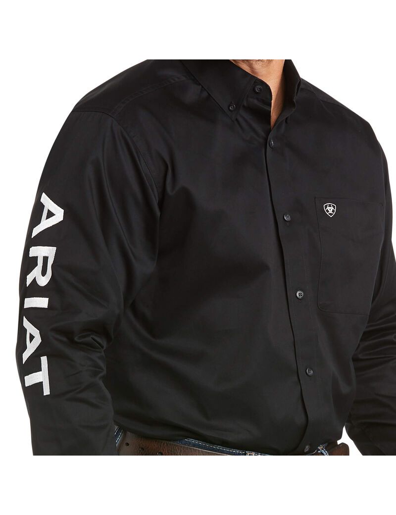 Ariat Team Logo Twill Classic Fit Shirt Black/White | XUVGQA-963