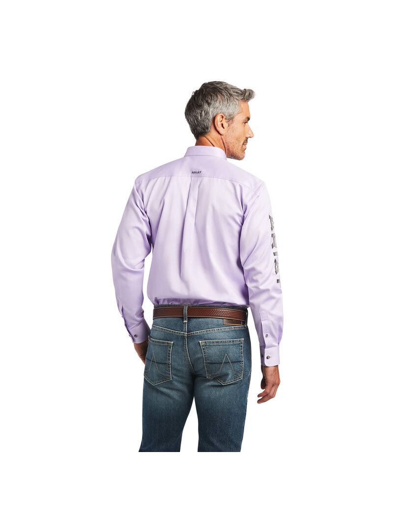 Ariat Team Logo Twill Fitted Shirt Lilac Zone/Grey Serape | AZWQHO-578