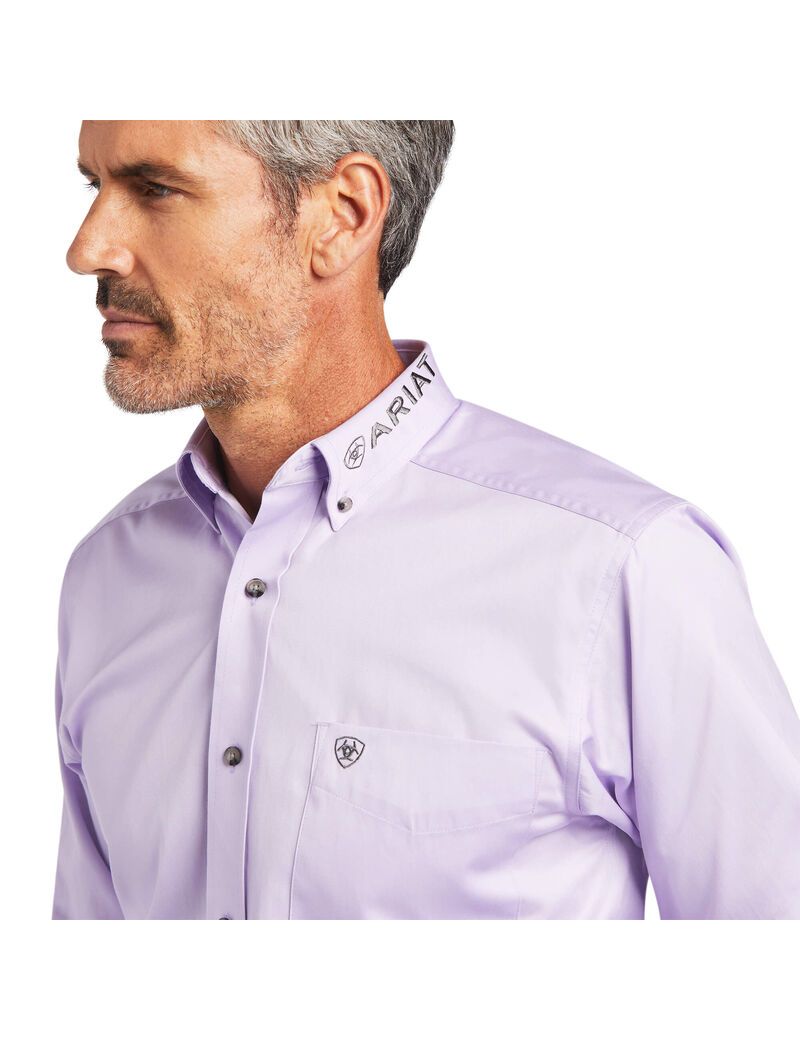 Ariat Team Logo Twill Fitted Shirt Lilac Zone/Grey Serape | AZWQHO-578