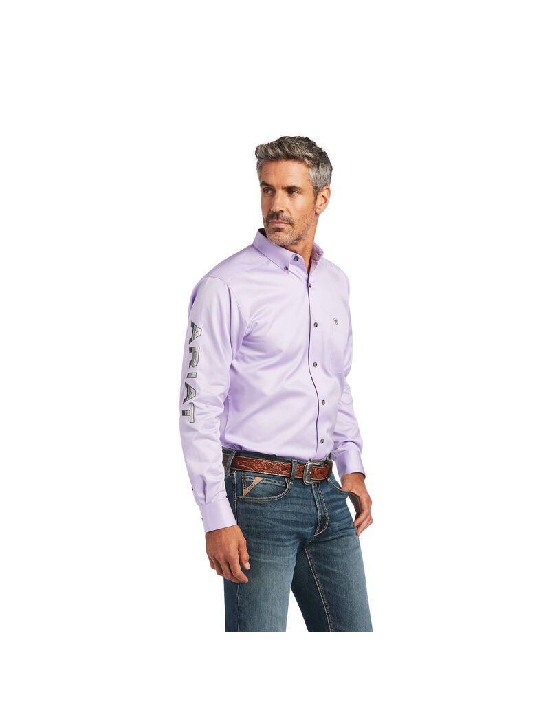 Ariat Team Logo Twill Fitted Shirt Lilac Zone/Grey Serape | AZWQHO-578