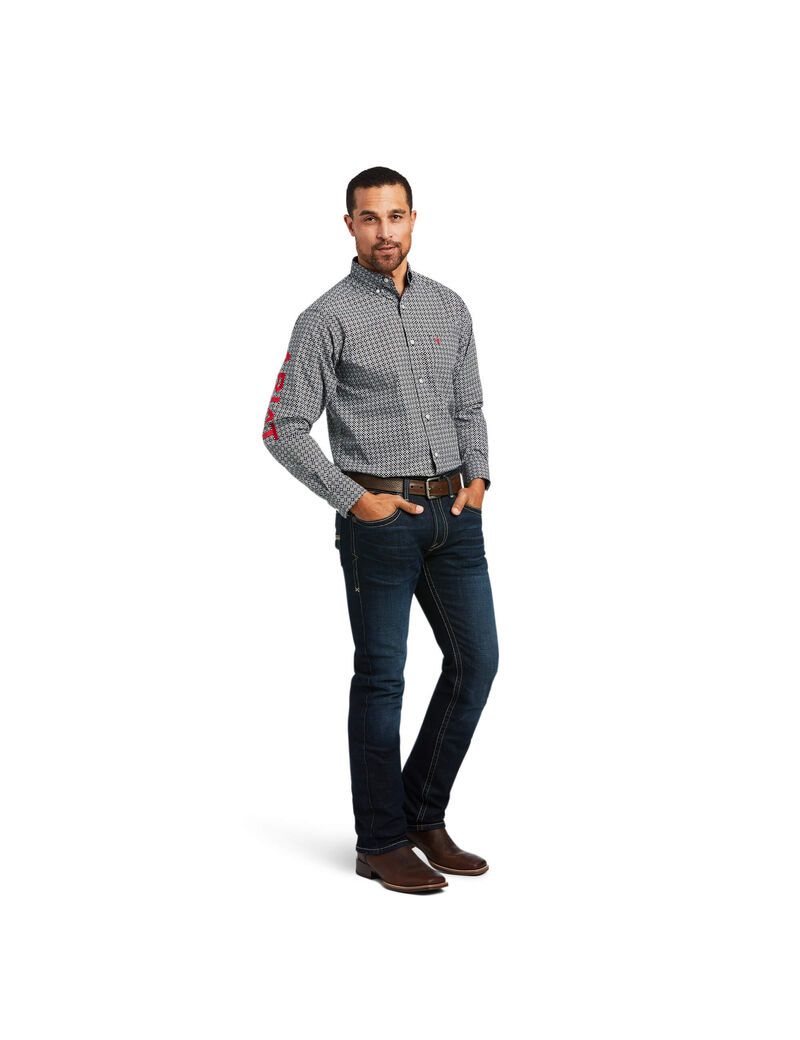 Ariat Team Russ Fitted Shirt Black | GKJSFO-518