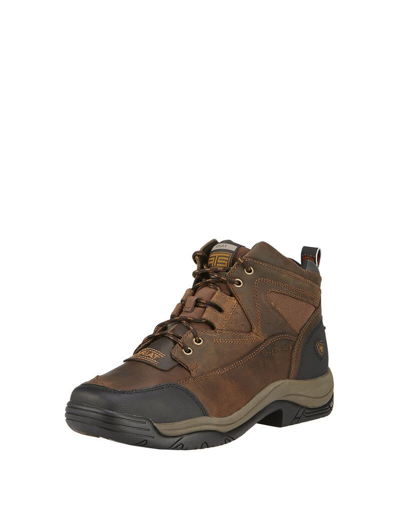 Ariat Terrain Wide Square Toe Steel Toe Work Boot Distressed Brown | QZDGXN-254