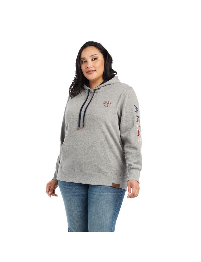 Ariat Thunderbird Chimayo Hoodie Heather Grey | EQDJVO-132