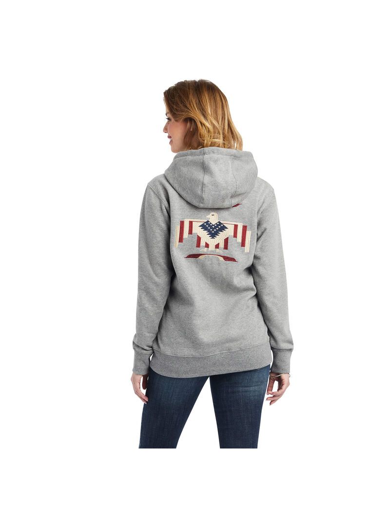 Ariat Thunderbird Chimayo Hoodie Heather Grey | EQDJVO-132