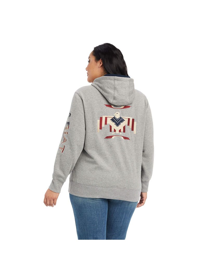 Ariat Thunderbird Chimayo Hoodie Heather Grey | EQDJVO-132