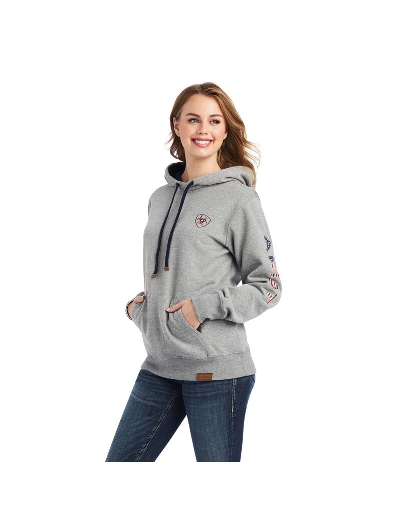 Ariat Thunderbird Chimayo Hoodie Heather Grey | EQDJVO-132