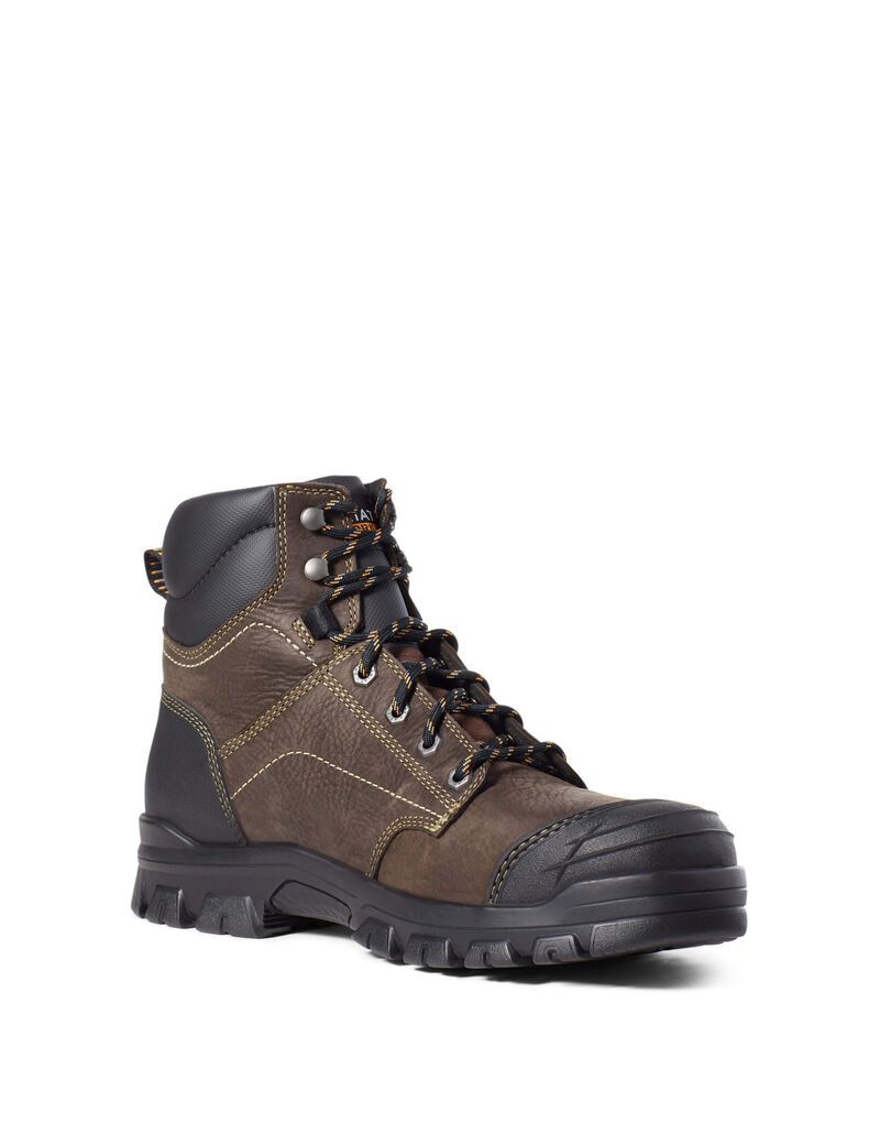 Ariat Treadfast 6' Waterproof Steel Toe Work Boot Dark Brown | SJXVNC-218