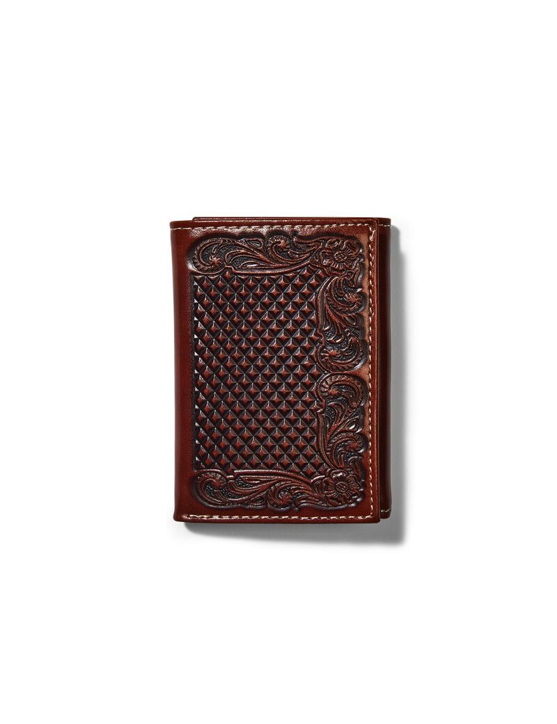 Ariat Trifold Wallet Diamond Plate Tan | KENXWY-840