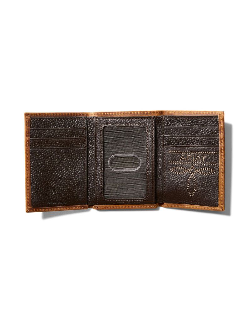 Ariat Trifold Wallet Large Logo Medium Brown | RXQOMV-230