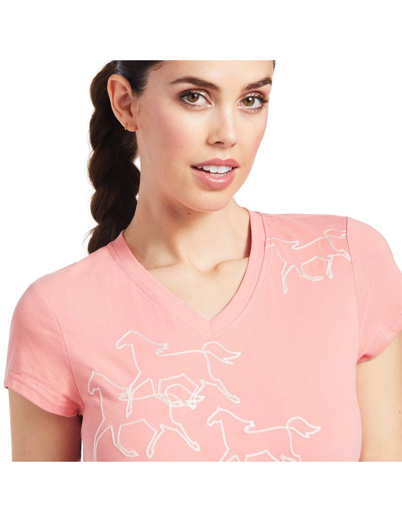 Ariat Trot Line T-Shirt Peach Blossom | FIMNSQ-085