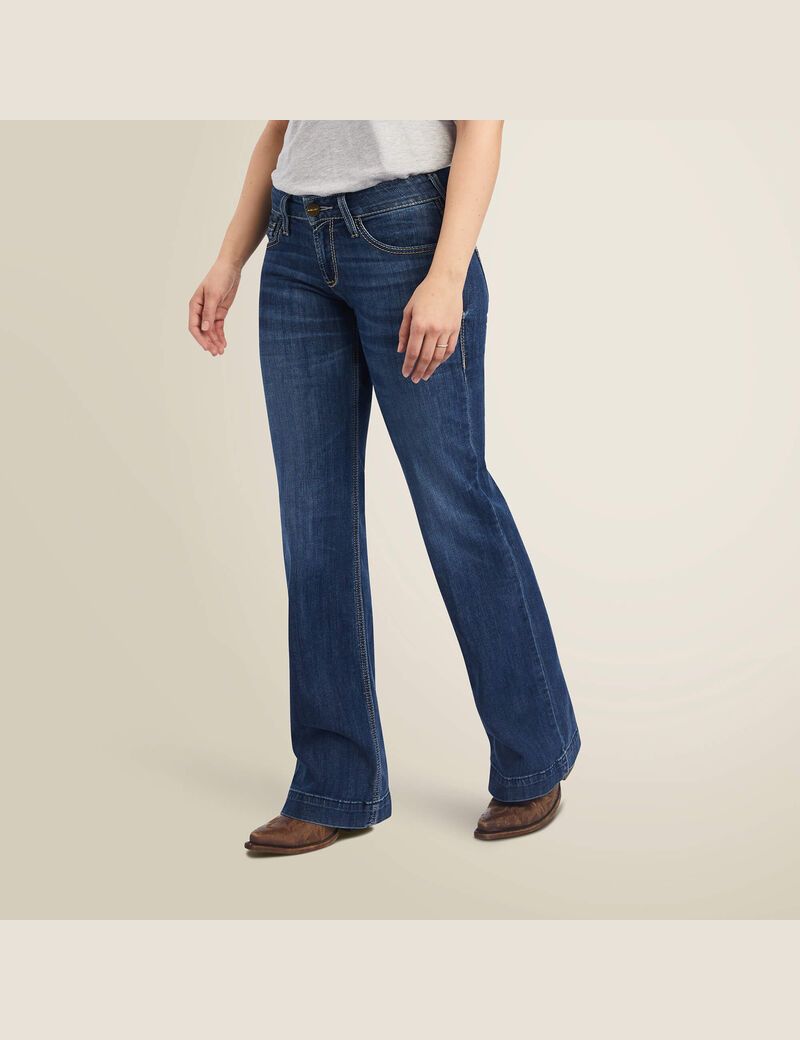 Ariat Trouser Mid Rise Amaryllis Wide Leg Jean Irvine | QKYABG-128