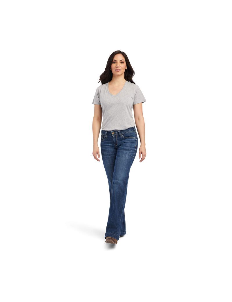 Ariat Trouser Mid Rise Amaryllis Wide Leg Jean Irvine | QKYABG-128