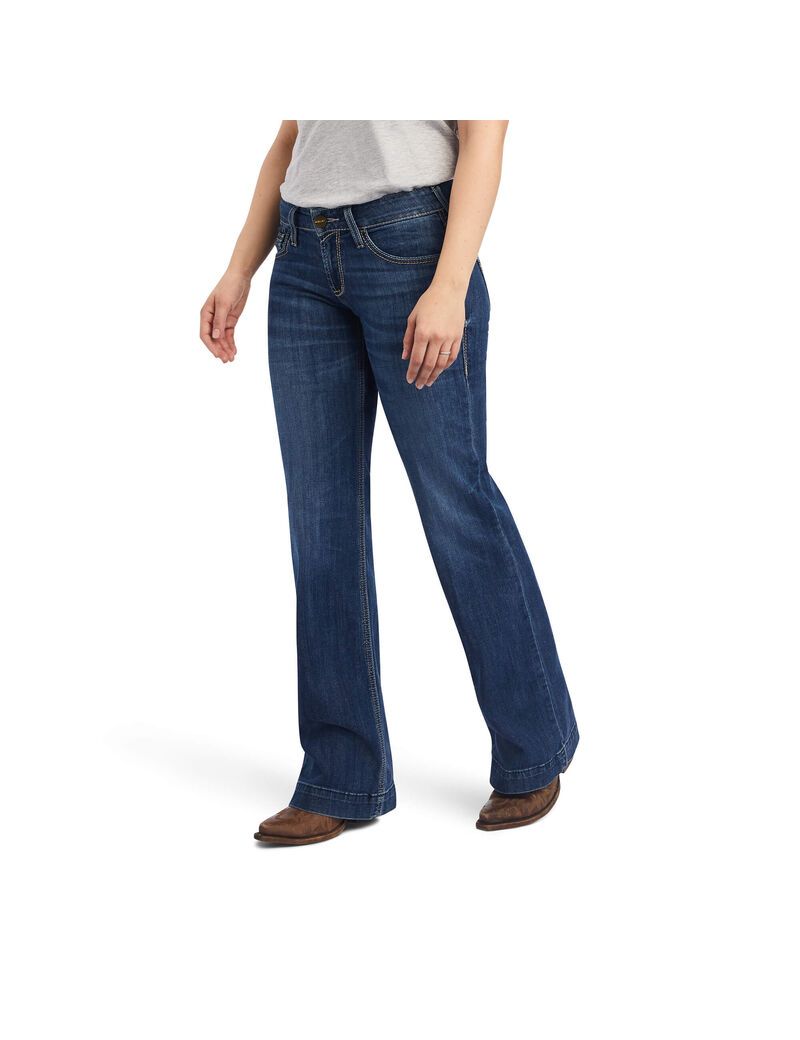 Ariat Trouser Mid Rise Amaryllis Wide Leg Jean Irvine | QKYABG-128