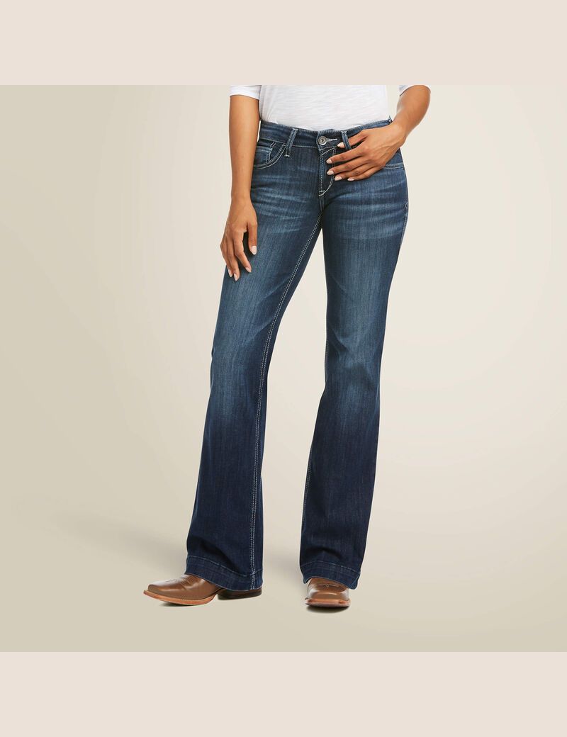 Ariat Trouser Mid Rise Melanie Wide Leg Jean Burbank | HZQAES-829