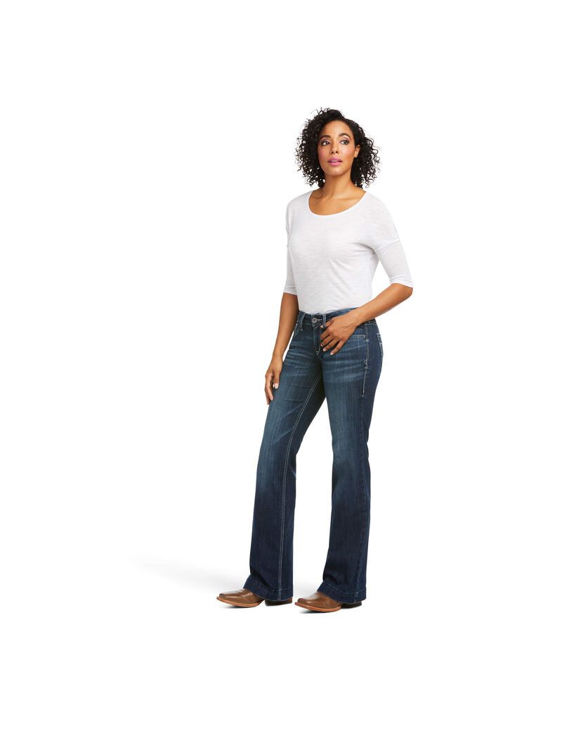 Ariat Trouser Mid Rise Melanie Wide Leg Jean Burbank | HZQAES-829