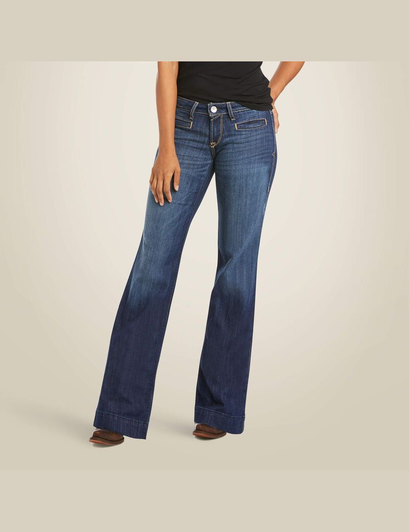 Ariat Trouser Mid Rise Stretch Lucy Wide Leg Jean Pacific | CMUJEQ-286