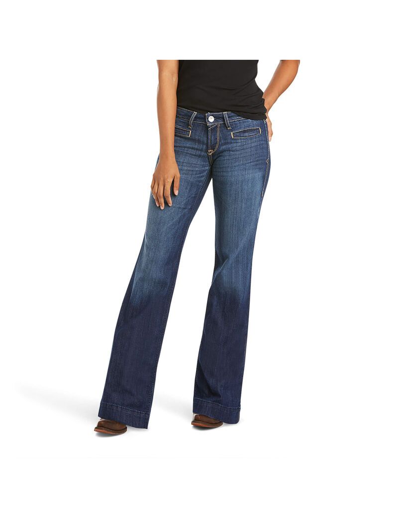 Ariat Trouser Mid Rise Stretch Lucy Wide Leg Jean Pacific | CMUJEQ-286