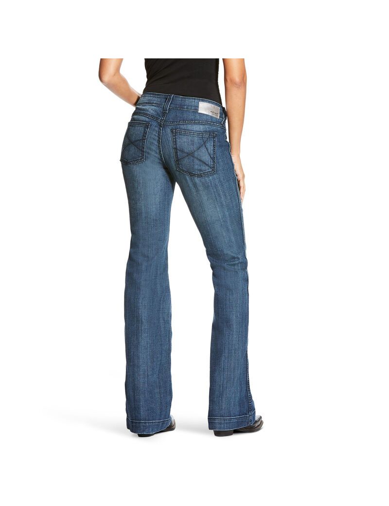 Ariat Trouser Mid Rise Stretch Outseam Ella Wide Leg Jean Bluebell | VGKNQE-495