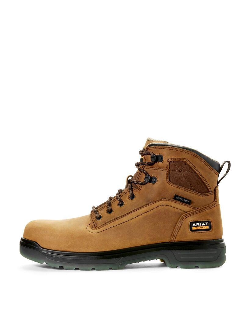 Ariat Turbo 6' Waterproof Work Boot Aged Bark | OARGVQ-507