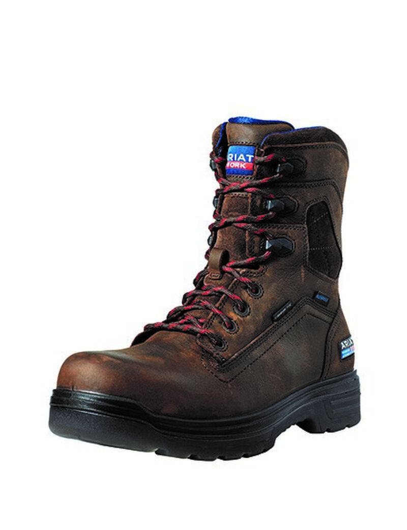 Ariat Turbo 8\' USA Assembled Waterproof Carbon Toe Work Boot Rich Brown | FLMOXH-937