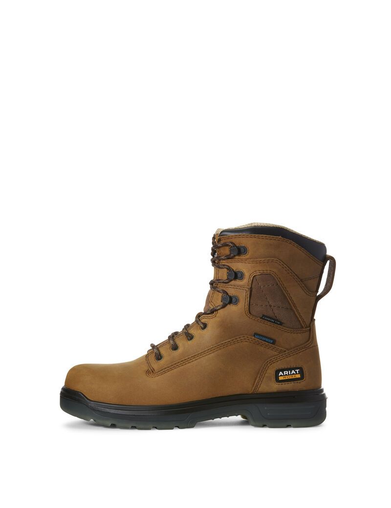 Ariat Turbo 8' Waterproof Carbon Toe Work Boot Aged Bark | ZAWRDL-531