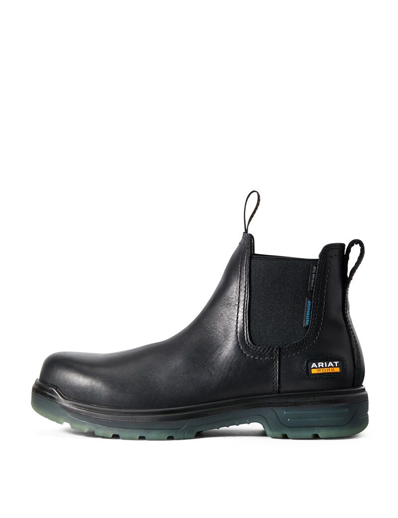 Ariat Turbo Chelsea CSA Waterproof Carbon Toe Work Boot Black | PFUSZJ-081