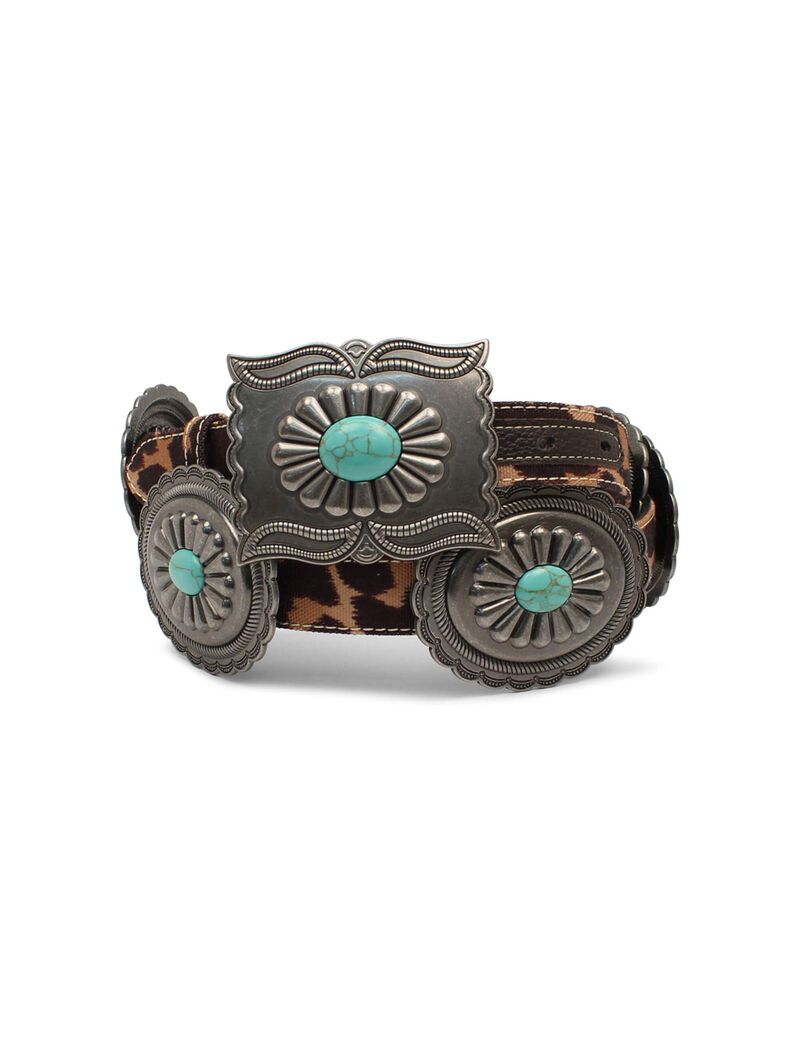 Ariat Turquoise Oval Concho Belt Cheetah | KFWLMJ-679