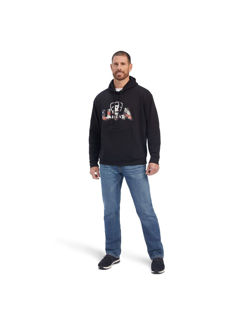 Ariat USA Proud Sweatshirt Black | OJGKVY-475