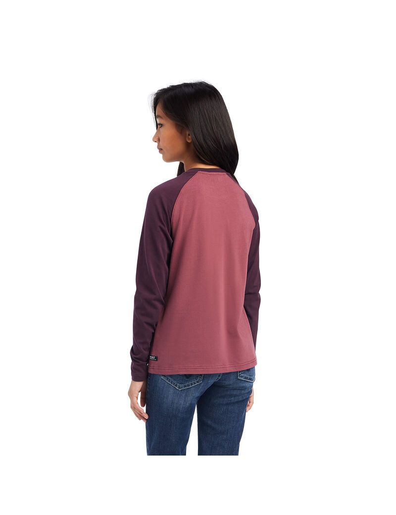 Ariat Varsity T-Shirt Mulberry/Nostalgia Rose | CURFXY-569