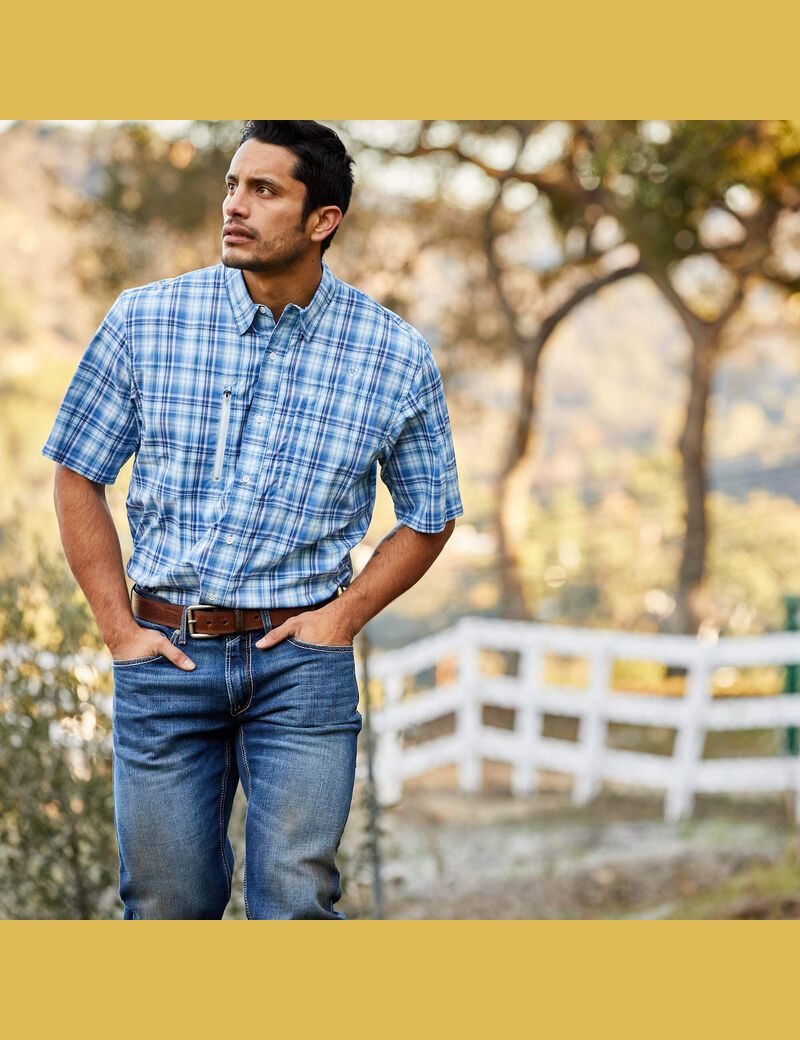 Ariat VentTEK Classic Fit Shirt Dutch Blue Plaid | UAVKNB-641