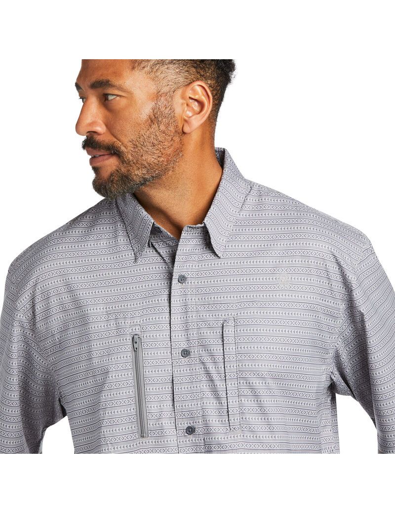 Ariat VentTEK Classic Fit Shirt Echo Grey Print | ZSUFHB-582