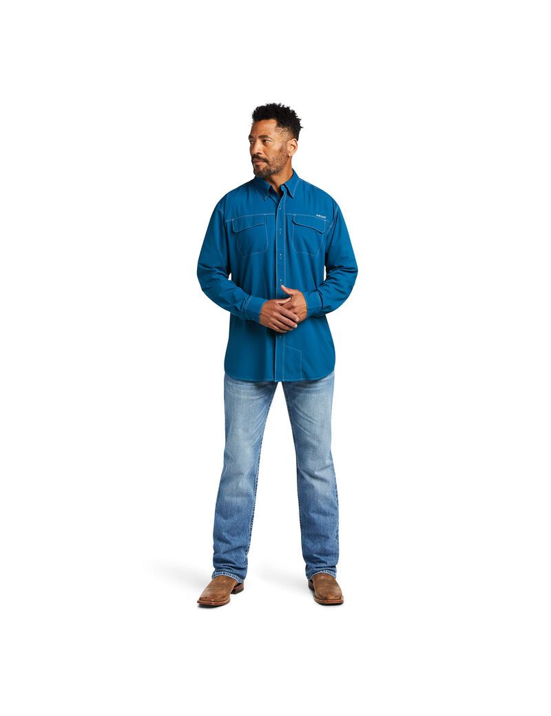 Ariat VentTEK Outbound Classic Fit Shirt Fluid Teal | EPAWUQ-950