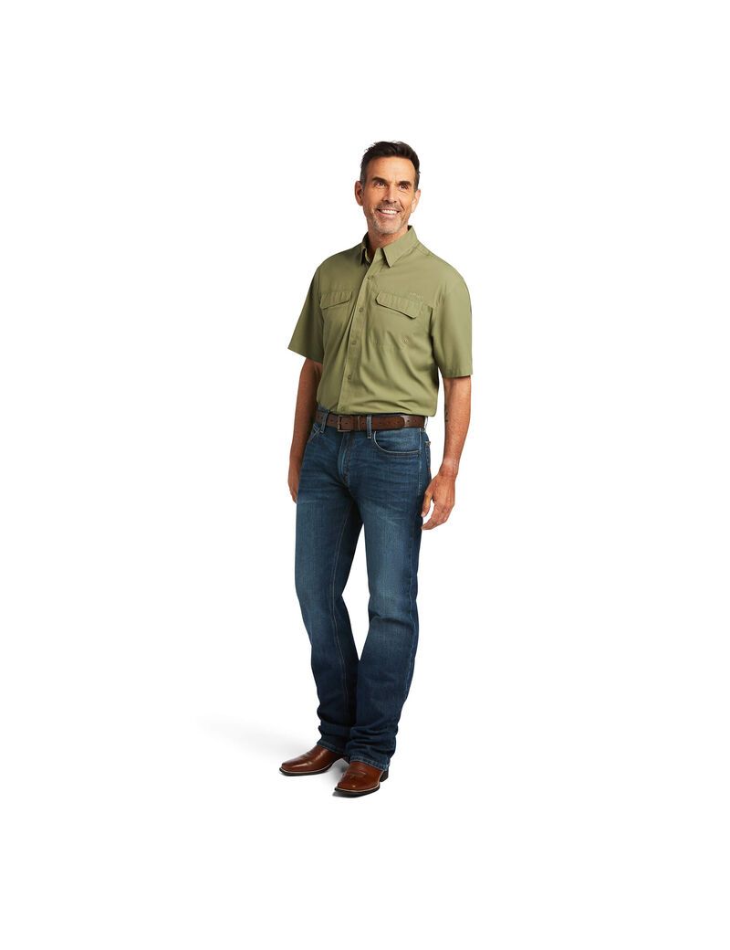 Ariat VentTEK Outbound Classic Fit Shirt Deep Lichen Green | LUMNEQ-168