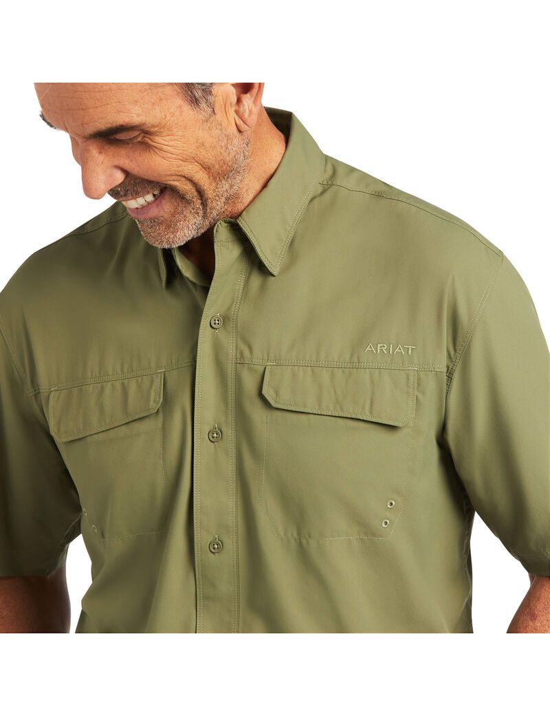 Ariat VentTEK Outbound Classic Fit Shirt Deep Lichen Green | LUMNEQ-168