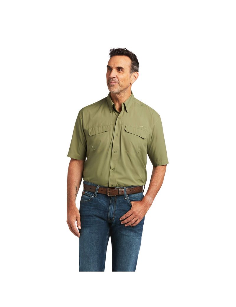 Ariat VentTEK Outbound Classic Fit Shirt Deep Lichen Green | LUMNEQ-168