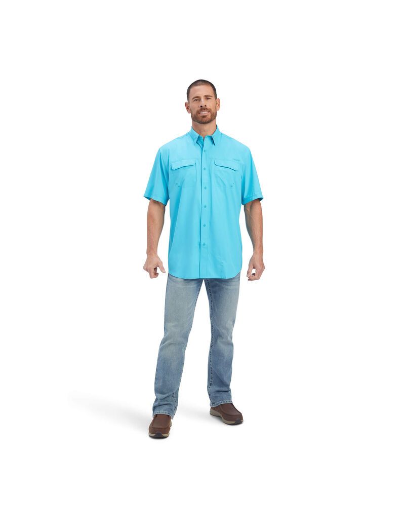 Ariat VentTEK Outbound Classic Fit Shirt Scuba Blue | QXDISO-703