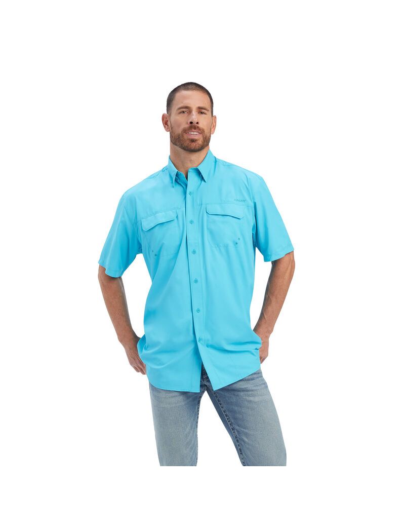 Ariat VentTEK Outbound Classic Fit Shirt Scuba Blue | QXDISO-703