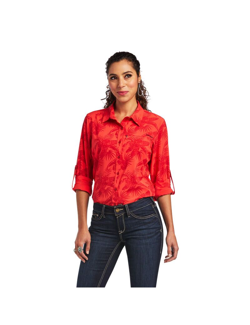 Ariat VentTEK Stretch Shirt Island Shadow Floral Print | WCFOYX-013