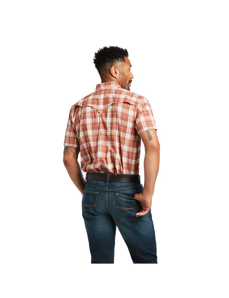 Ariat VentTEK Western Fitted Shirt Baked Clay Plaid | BZWVTF-827