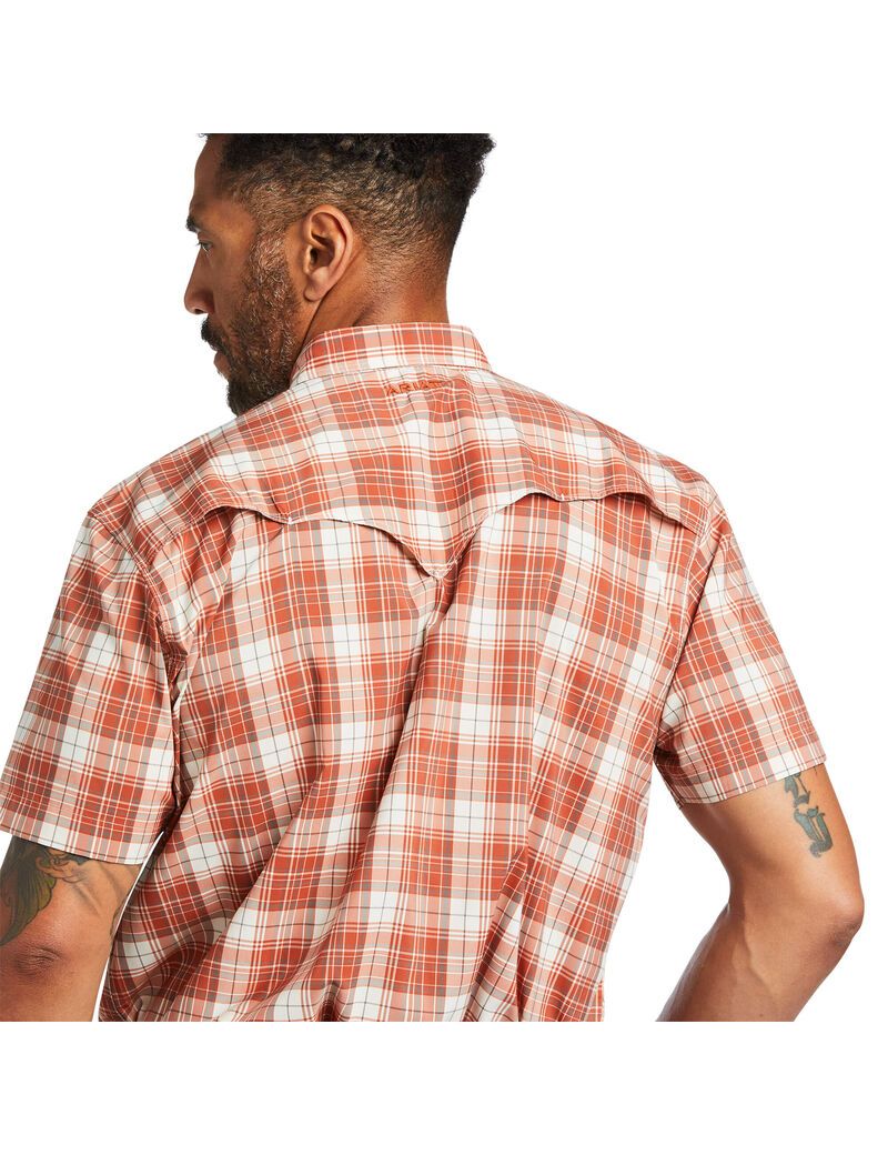 Ariat VentTEK Western Fitted Shirt Baked Clay Plaid | BZWVTF-827