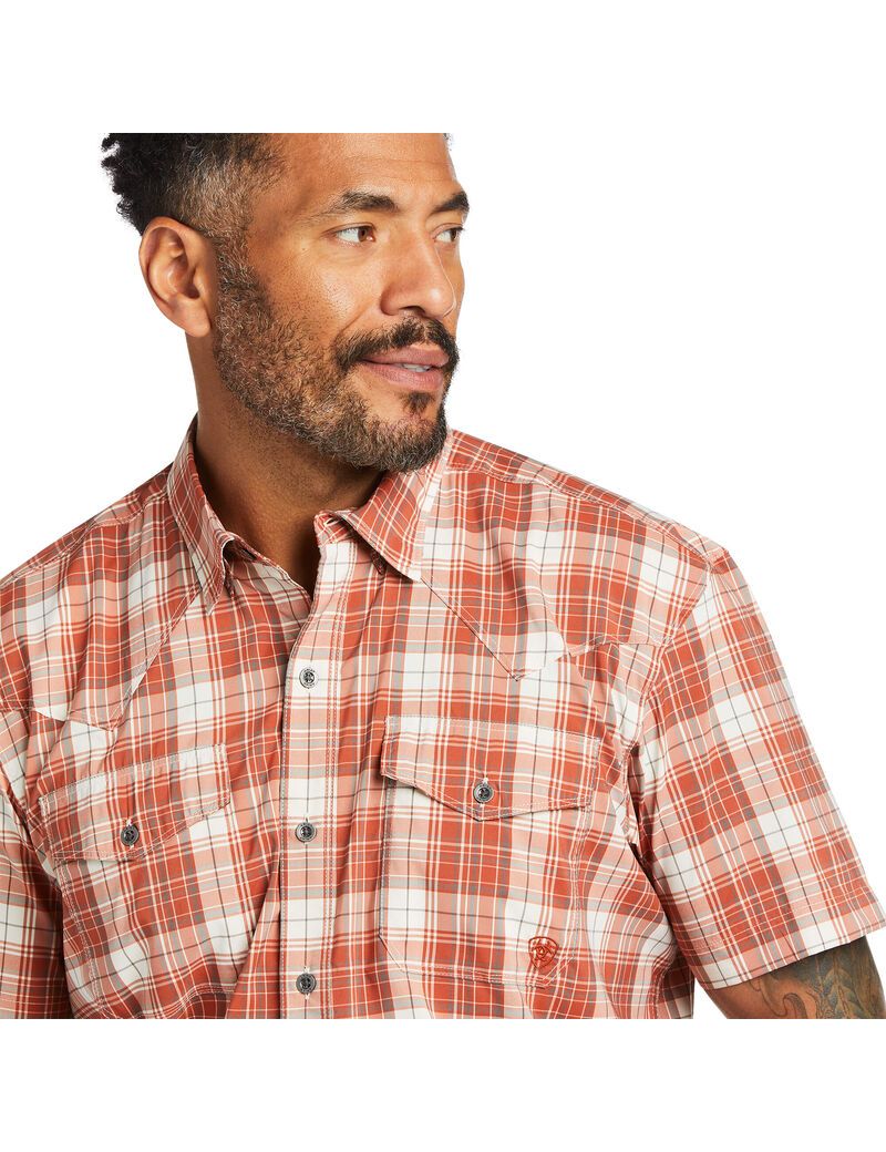 Ariat VentTEK Western Fitted Shirt Baked Clay Plaid | BZWVTF-827